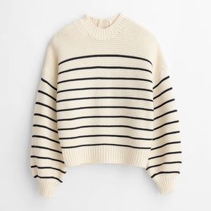 ALEX MILL Button-Back Crewneck Striped Sweater Size XS